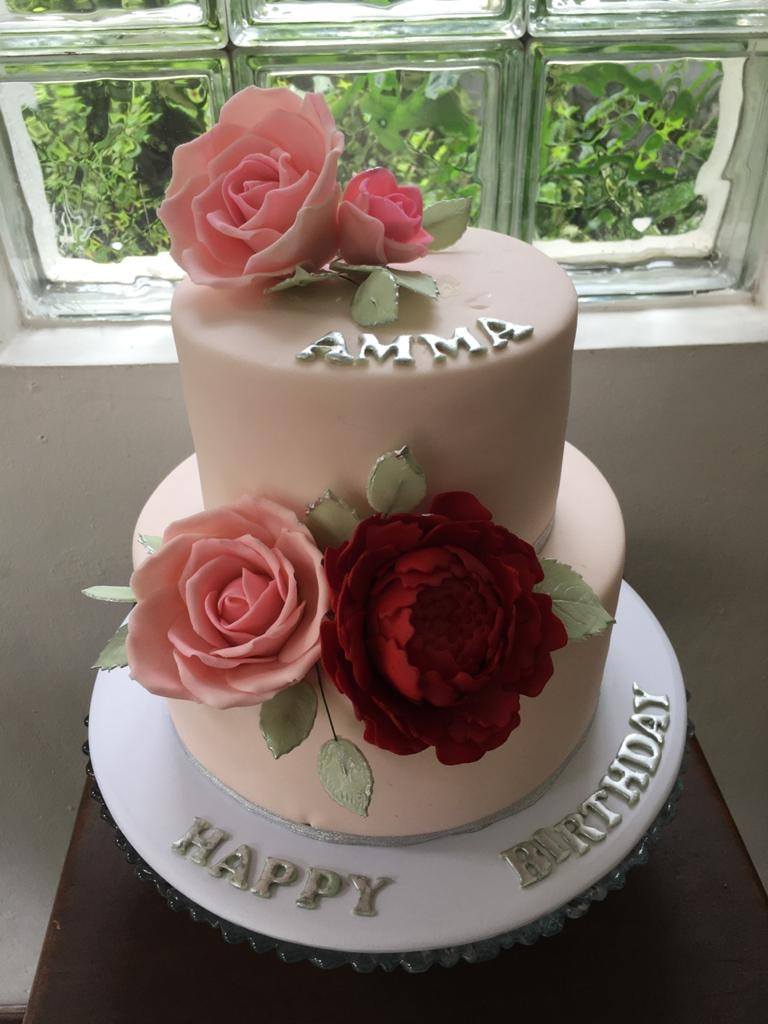 Light pink two tier cake