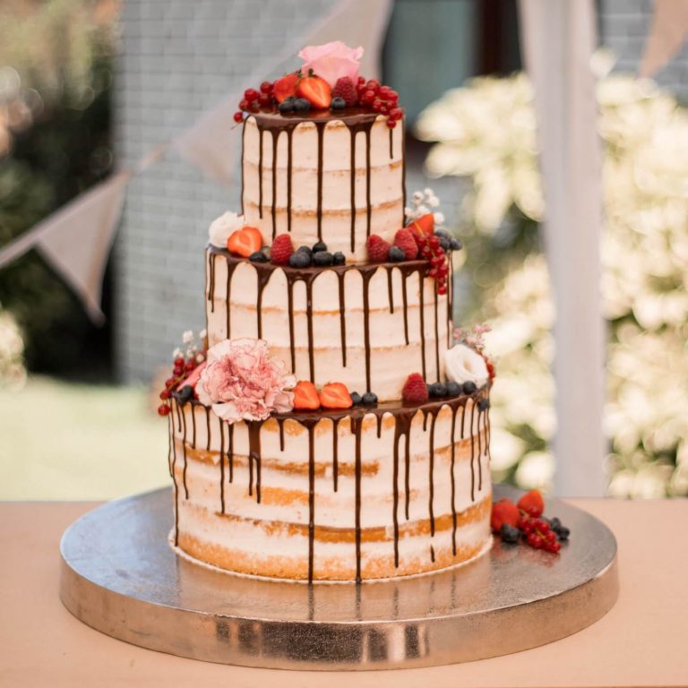 Chocolate Drip Naked Wedding Cake